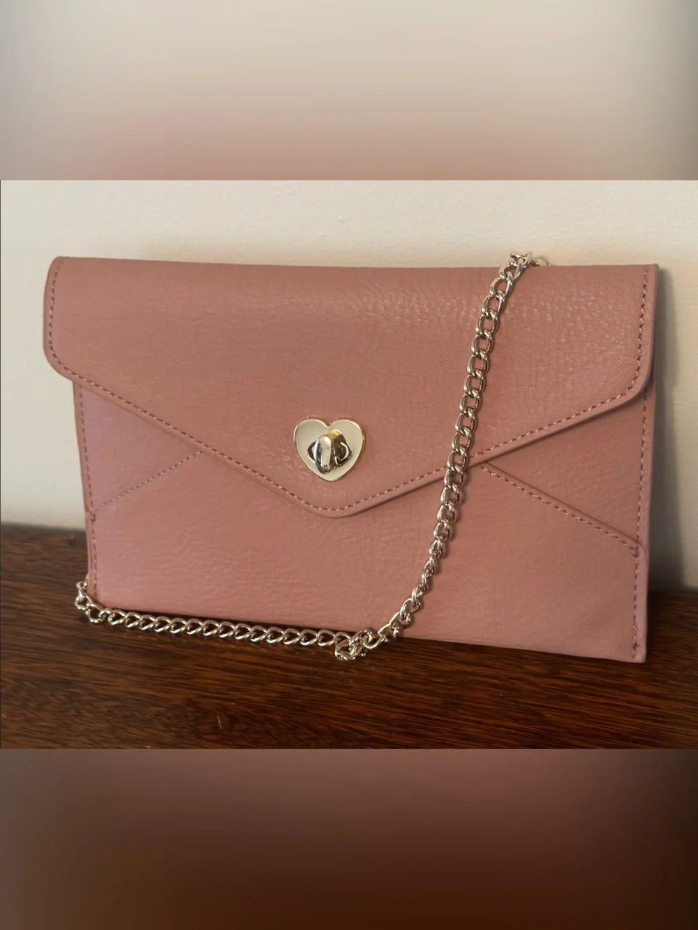 LC Lauren Conrad Dusty Pink Heart-Accent Wallet Clutch